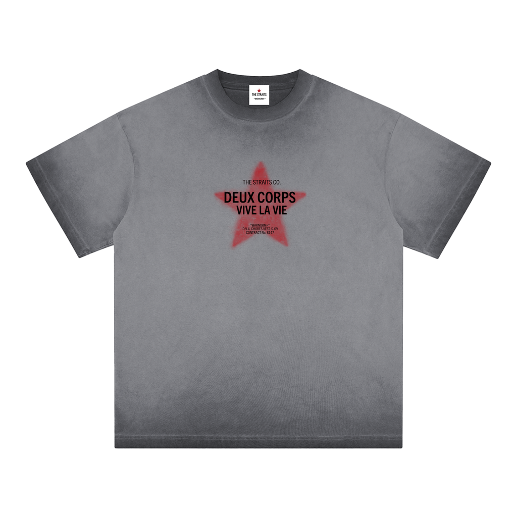 Faded Star Washed Crewneck Tee Dark Gray