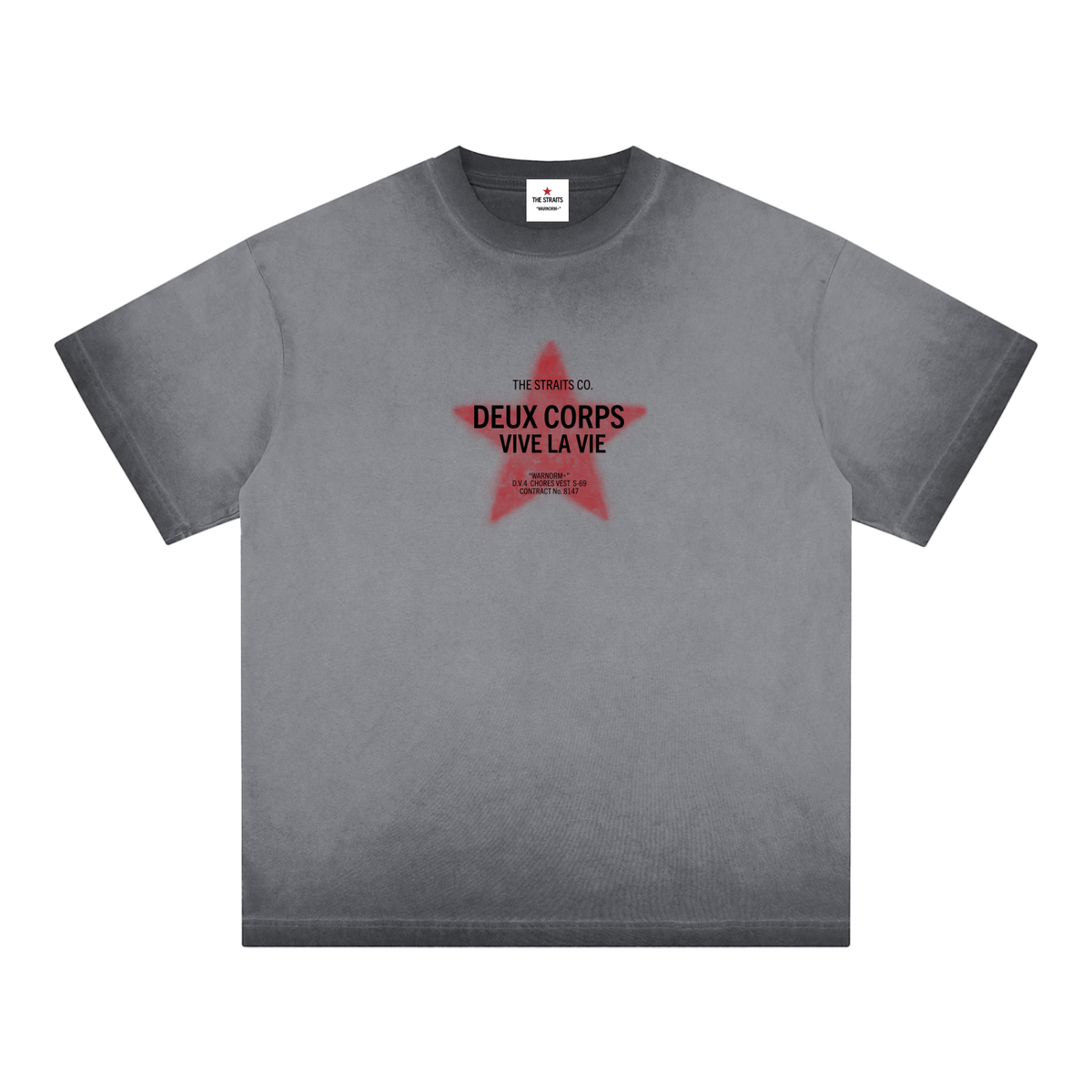 Faded Star Washed Crewneck Tee Dark Gray