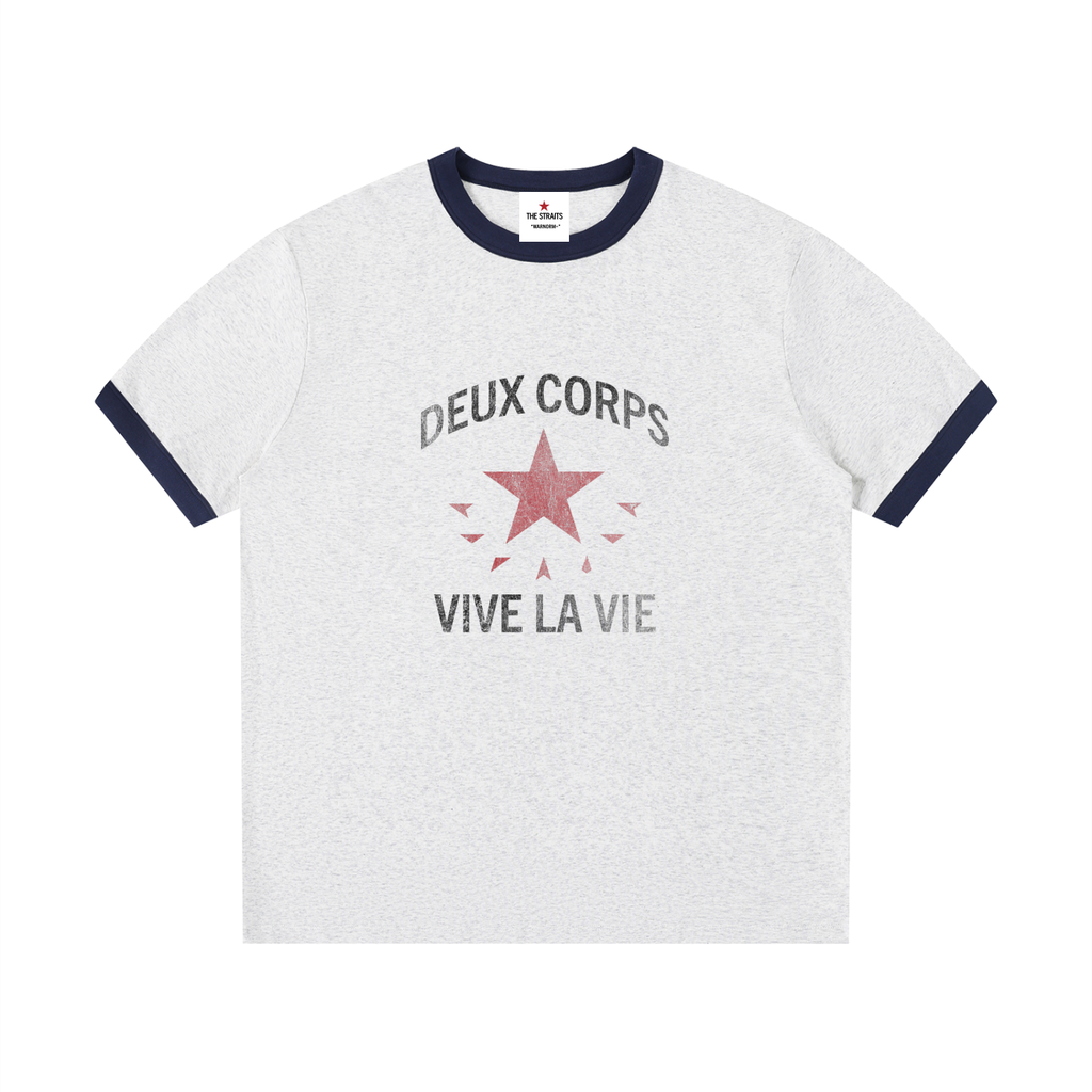 Deux Corps Star Ringer Tee Heather Gray