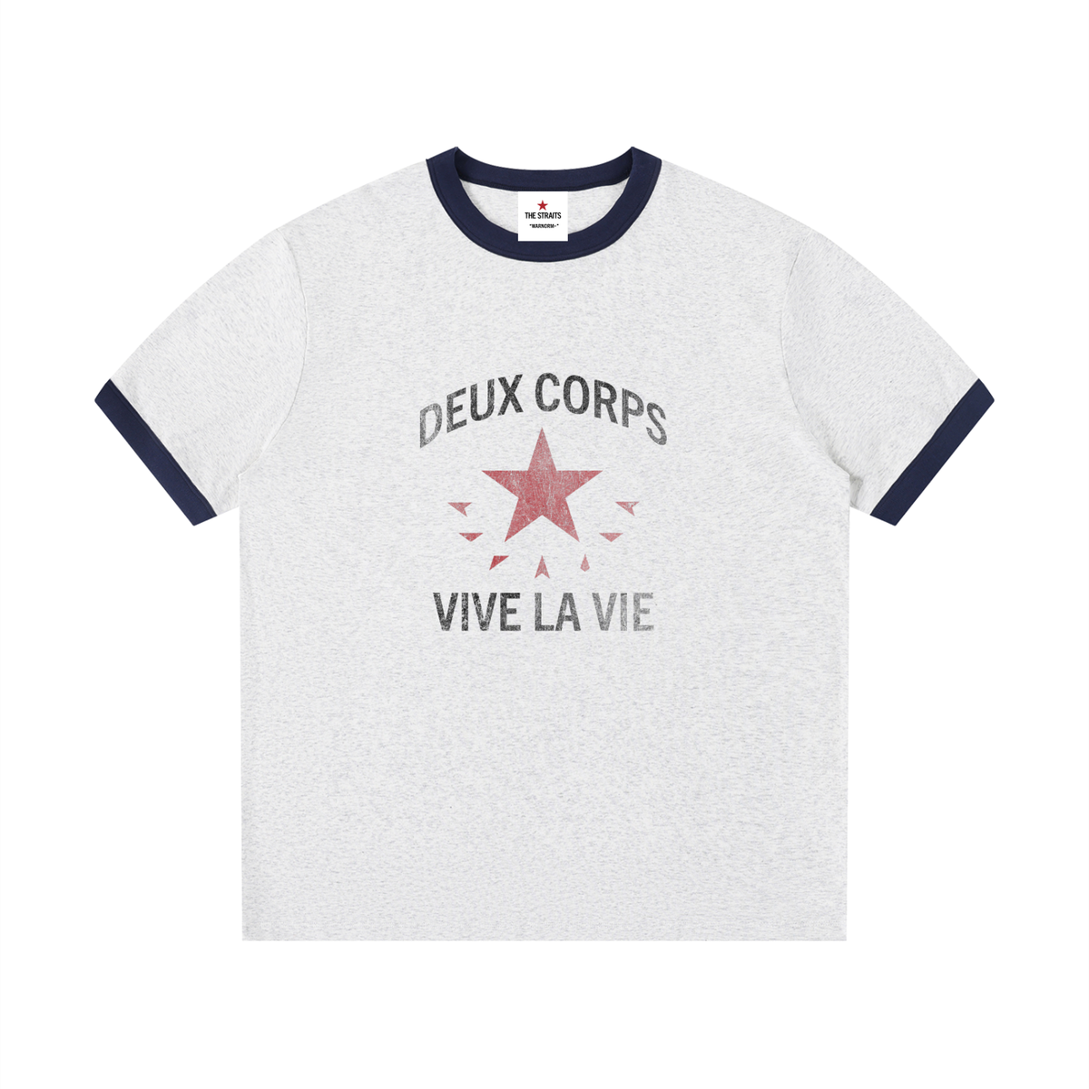 Deux Corps Star Ringer Tee Heather Gray