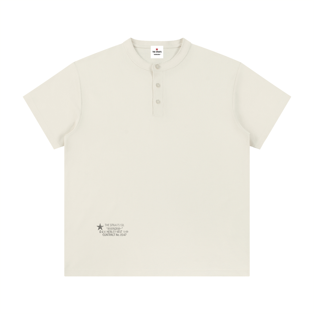 Textured Knit Henley Tee White Sands